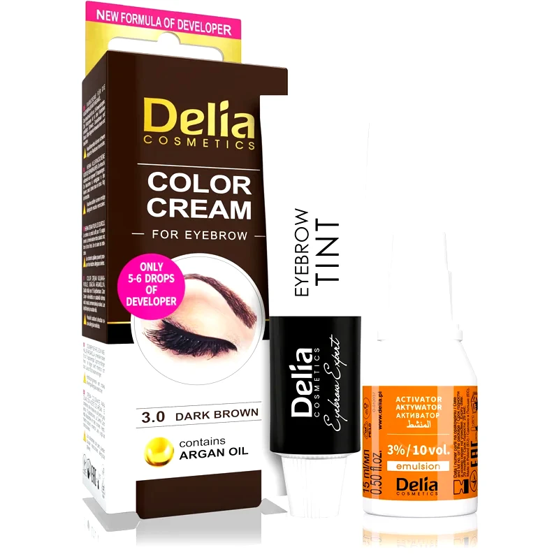 Delia Cosmetics Delia Cosmetics Argan Oil βαφή για τα φρύδια απόχρωση 3.0 Dark Brown 15 μλ