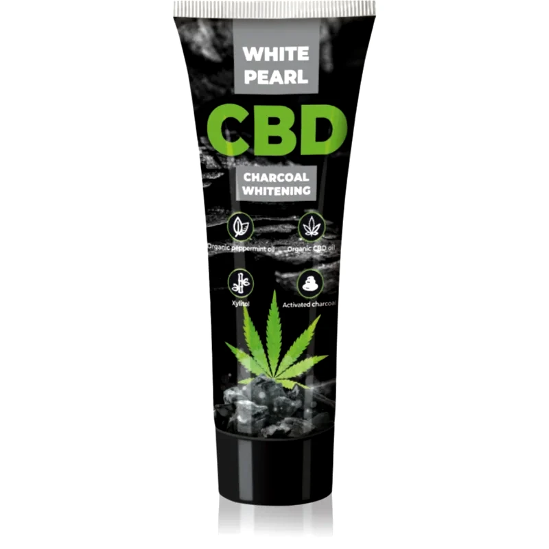White Pearl White Pearl CBD Charcoal Whitening λευκαντική οδοντόκρεμα με ενεργό άνθρακα με CBD 75 ml