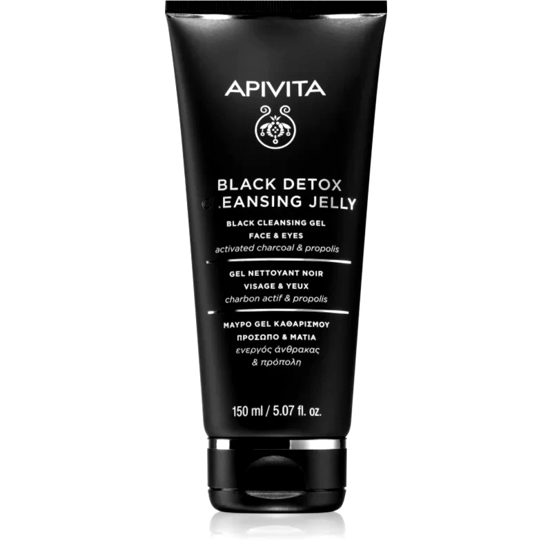 Apivita Cleansing Black Detox Cleansing Gel καθαριστικό τζελ με ενεργό άνθρακα Για πρόσωπο και μάτια 150 ml φωτογραφία