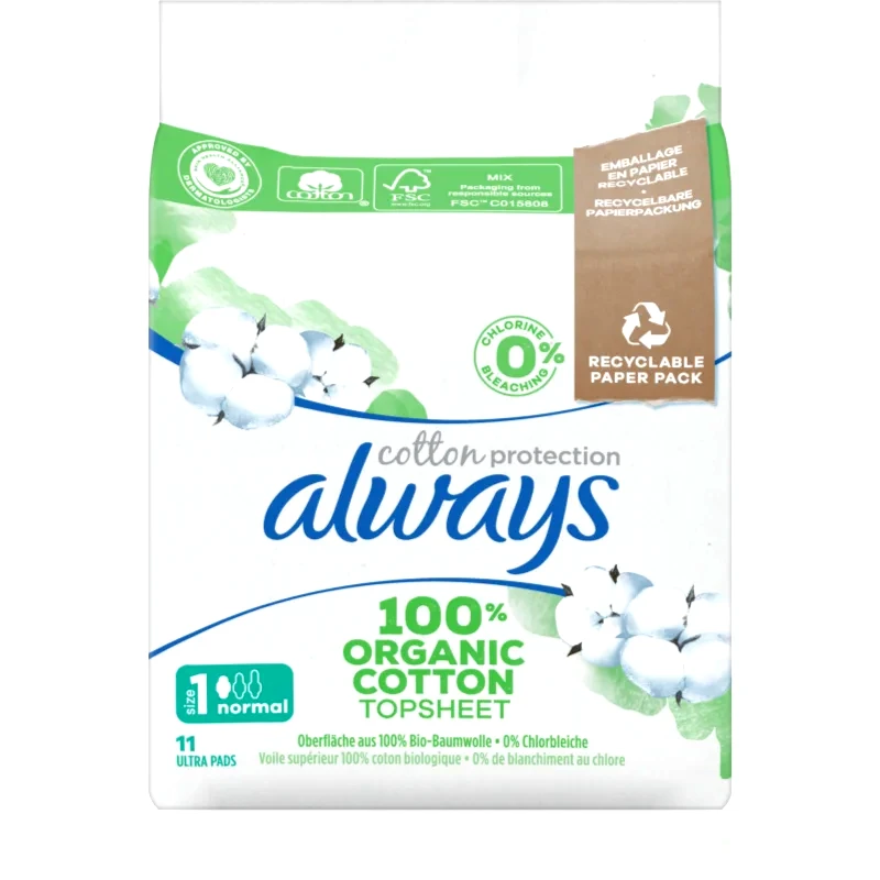 Always Always Cotton Protection Normal σερβιέτες χωρίς άρωμα 11 τμχ