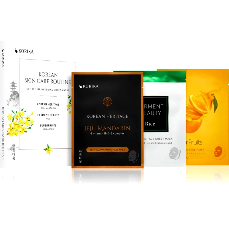 KORIKA KORIKA KOREAN SKIN CARE ROUTINE SET OF 3 BRIGHTENING SHEET MASKS Σετ για λαμπρή επιδερμίδα