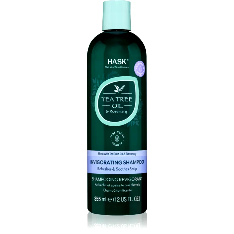 HASK HASK Tea Tree Oil & Rosemary δροσιστικό σαμπουάν για ξηρό και κνησμώδες δέρμα της κεφαλής 355 ml