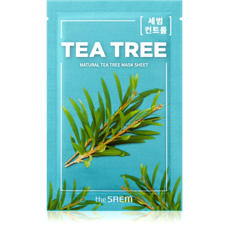 The Saem The Saem Natural Mask Sheet Tea Tree φύλλο μάσκας με καθαριστική και αναζωογονητική επίδραση 21 μλ