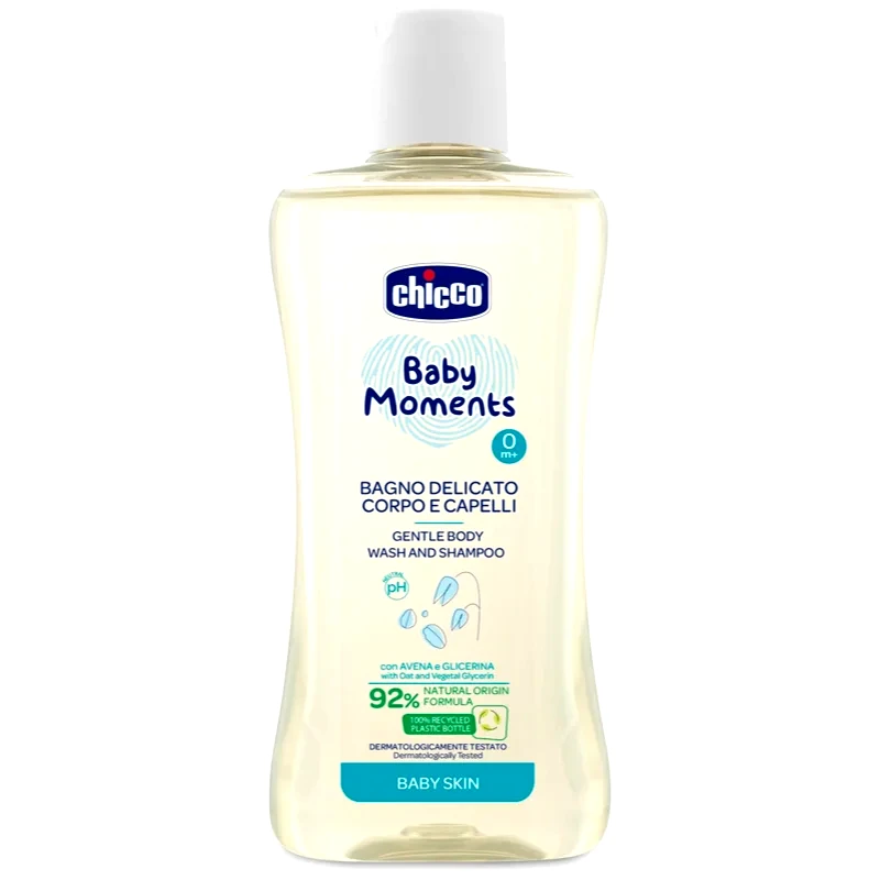 Chicco Chicco Baby Moments απαλό παιδικό σαμπουάν για μαλλιά και σώμα 200 ml