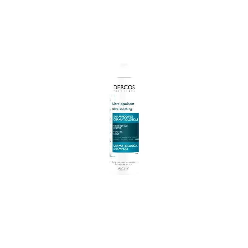 Vichy Vichy Dercos Ultra Soothing υπερ καταπραϋντικό σαμπουάν για κανονικά εως λιπαρά μαλλιά και ευαίσθητο δέρμα της κεφαλής 200 ml