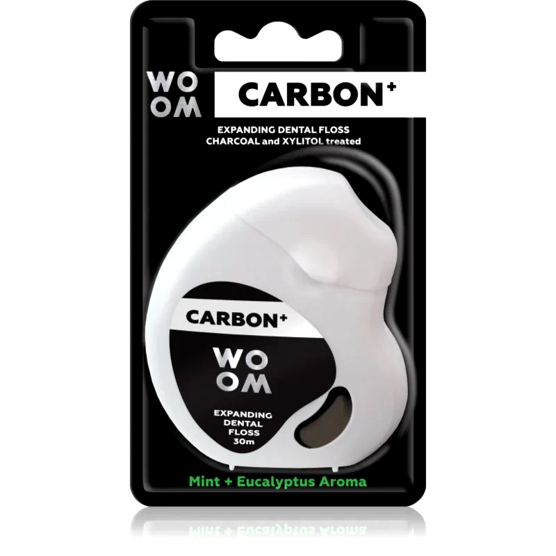 WOOM WOOM Carbon+ Dental Floss κέρινο οδοντικό νήμα μαύρο 30 μ