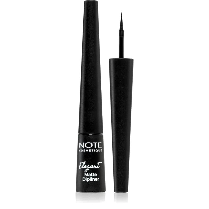 Note Cosmetique Note Cosmetique Elegant Matte Dipliner Υγρό λάινερ ματιών με μεταλλικό ματ αποτέλεσμα απόχρωση 01 Coal Black 2,5 ml