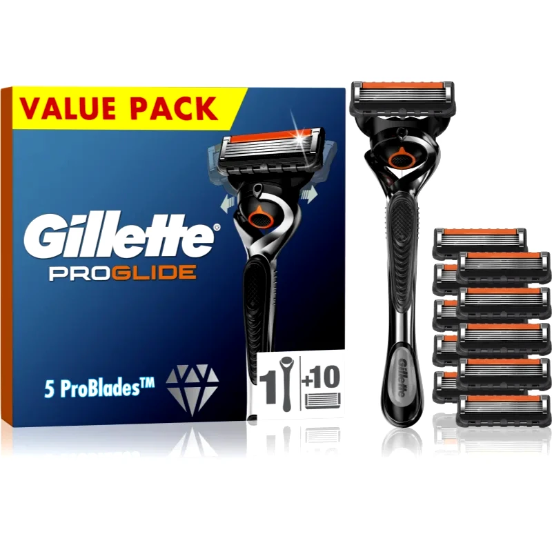 Gillette Gillette ProGlide ξυριστική μηχανή + ανταλλακτικές λεπίδες 10 τμχ