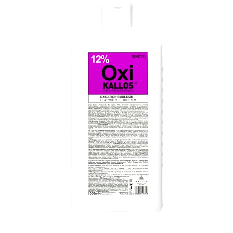 Kallos Kallos Kallos Classic Oxi κρεμώδες υπεροξείδιο 12% για επαγγελματική χρήση 1000 ml