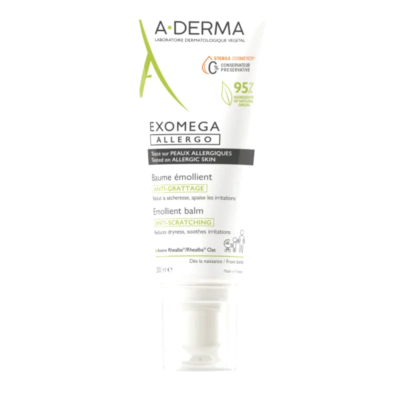A-Derma A-Derma Exomega Control Allergo ενυδατική κρέμα για ενίσχυση του προστατευτικού φραγμού της ευαίσθητης και ατοπικής επιδερμίδας 200 ml