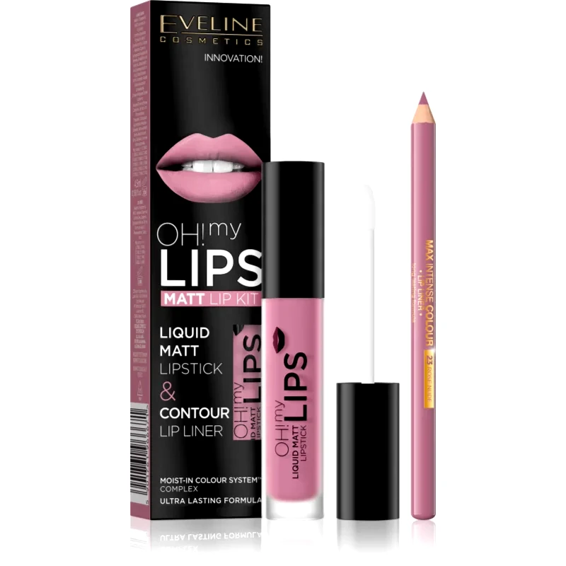 Eveline Cosmetics Eveline Cosmetics OH! my LIPS Matt σετ για τα χείλη 03 Rose Nude 2 τμχ