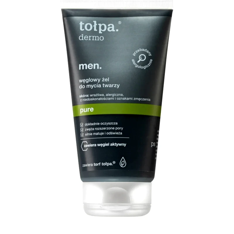 Tołpa Tołpa Dermo Men Pure τζελ πλυσίματος για πρόσωπο με ενεργό άνθρακα 150 ml