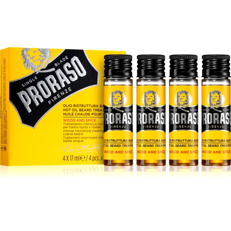 Proraso Proraso Wood and Spice Hot Set εντατική φροντίδα με λάδι για σκληρά γένια 4 x 17 ml