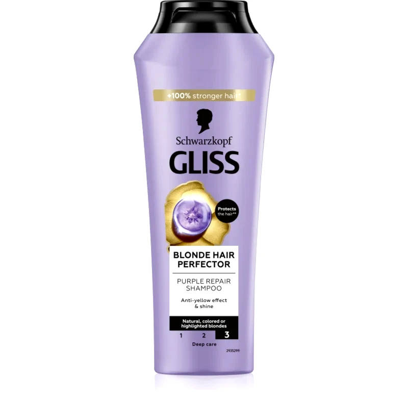 Schwarzkopf Schwarzkopf Gliss Blonde Hair Perfector σαμπουάν για τα μαλλιά εξουδετέρωση κίτρινων αποχρώσεων 250 ml