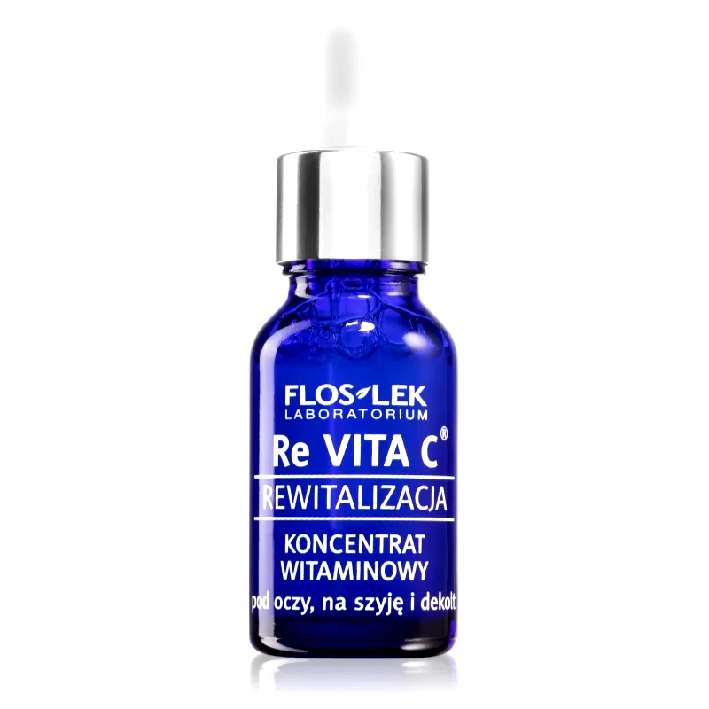 FlosLek Laboratorium FlosLek Laboratorium Re Vita C 40+ βιταμινούχο συμπύκνωμα για περιοχή των ματιών, λαιμό και ντεκολτέ 15 ml