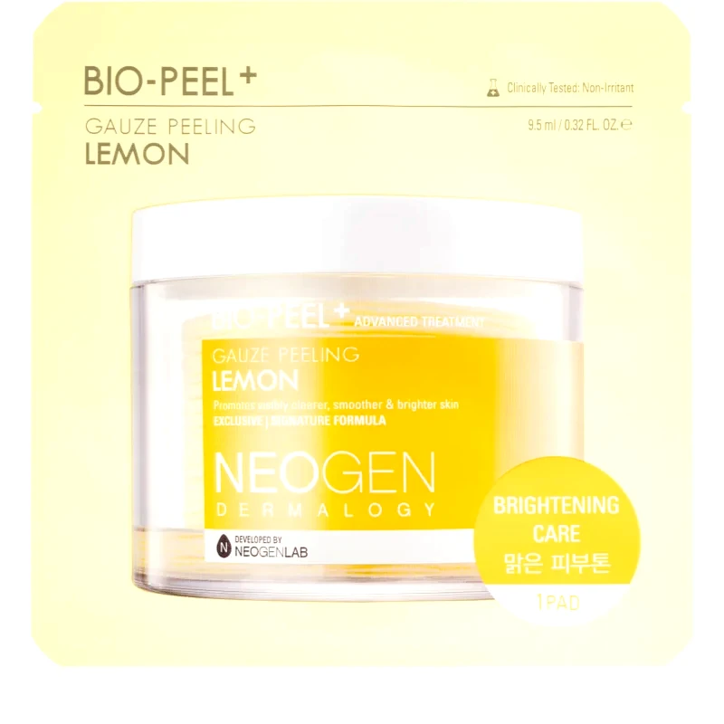 Neogen Dermalogy Neogen Dermalogy Bio-Peel+ Gauze Peeling Lemon απολεπιστικά ταμπόν προσώπου για λαμπρότητα και λείανση επιδερμίδας 1 τμχ