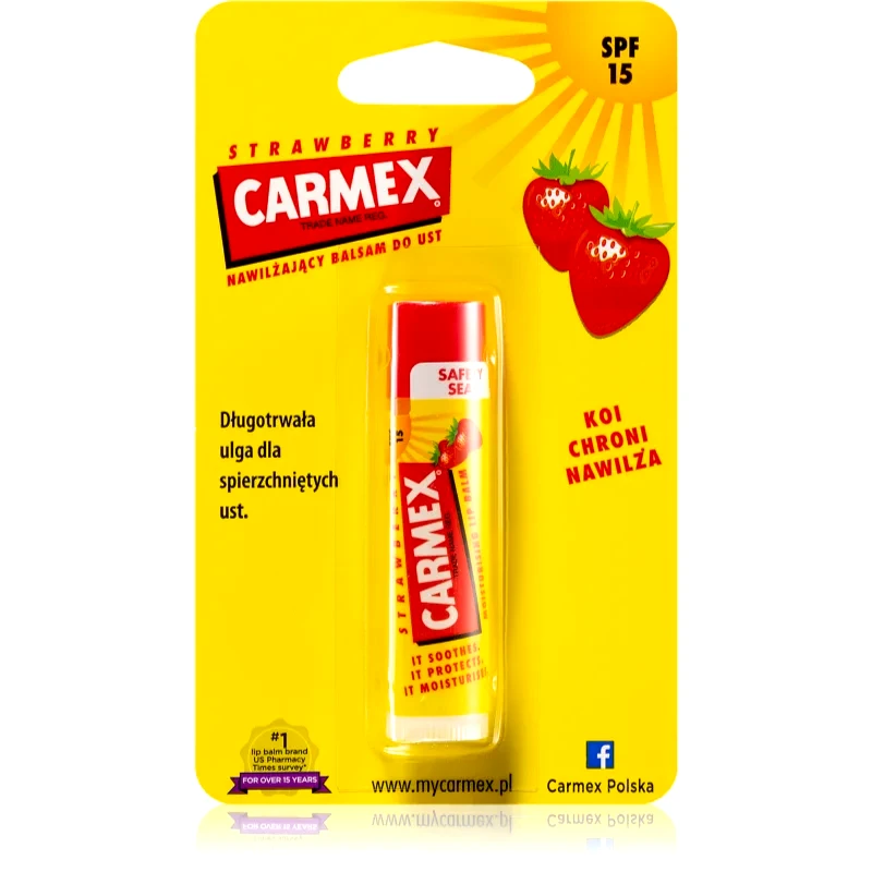 Carmex Carmex Strawberry ενυδατικό βάλσαμο για τα χείλη σε μπάρες SPF 15 4.25 γρ