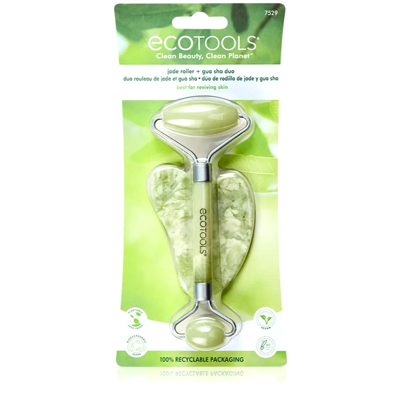 EcoTools EcoTools Jade Roller & Gua Sha κύλινδρος για μασάζ Για το πρόσωπο και οδηγίες για μασάζ 2 τμχ