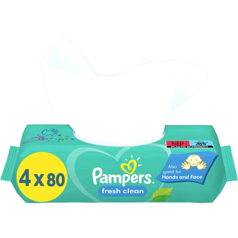 Pampers Pampers Fresh Clean υγρά μαντηλάκια καθαρισμού για παιδιά για ευαίσθητο δέρμα 4x80 τμχ