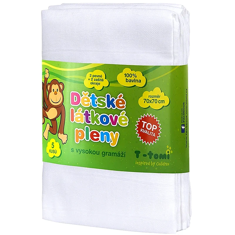 T-Tomi T-TOMI TETRA White υφασμάτινες πάνες High Quality 70x70 cm 5 τμχ