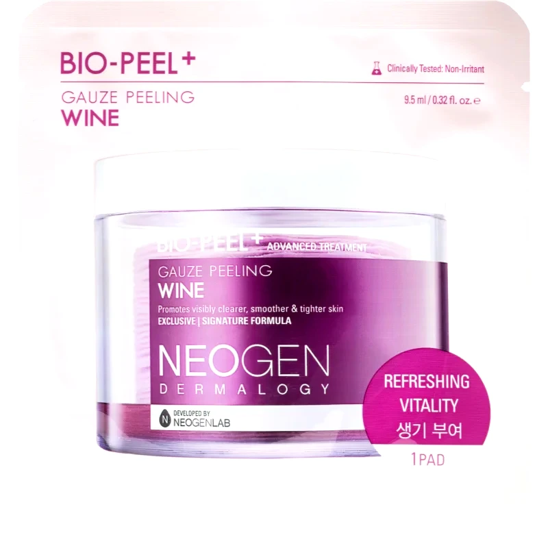 Neogen Dermalogy Neogen Dermalogy Bio-Peel+ Gauze Peeling Wine απολεπιστικά ταμπόν προσώπου για την ελαχιστοποίηση των πόρων 8 τμχ