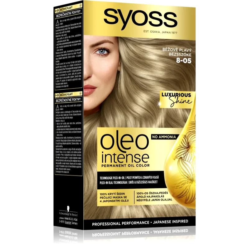 Syoss Syoss Oleo Intense μόνιμη βαφή μαλλιών με έλαιο απόχρωση 8-05 Beige Blond 1 τμχ