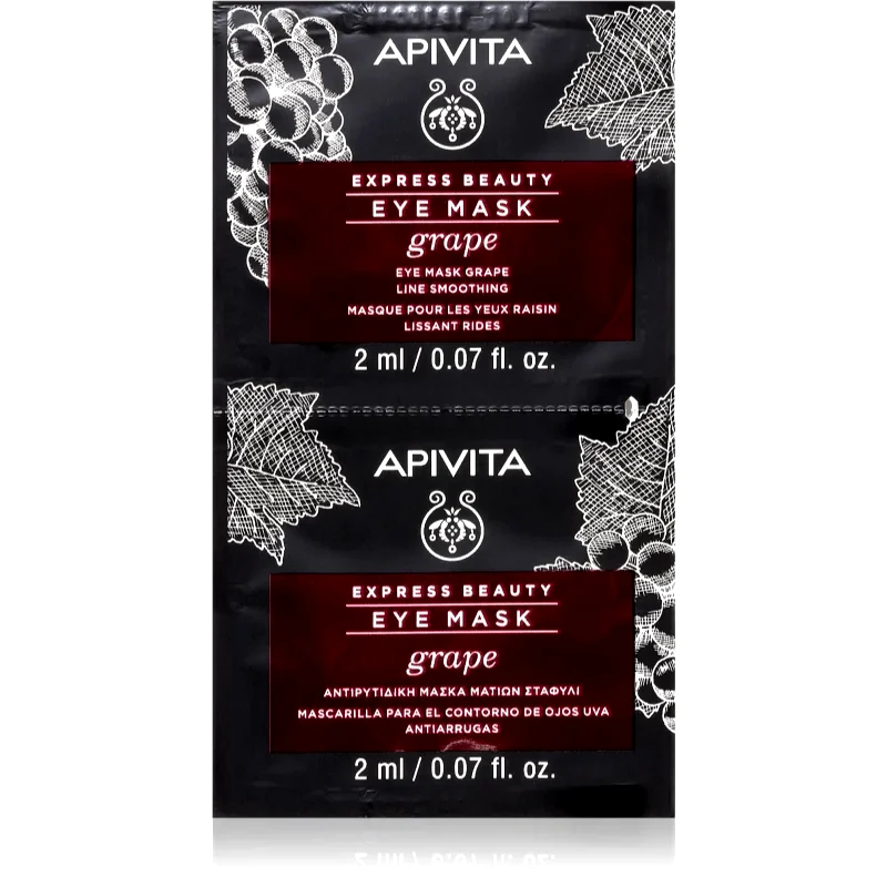 Apivita Apivita Express Beauty Line Smoothing Eye Mask Grape μάσκα για τα μάτια με λειαντικό αποτέλεσμα 2 x 2 ml
