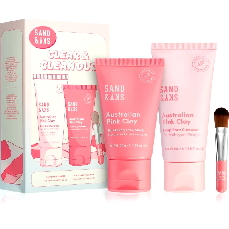 Sand & Sky Sand & Sky Australian Pink Clay Clear & Clean Duo σετ για φροντίδα της επιδερμίδας