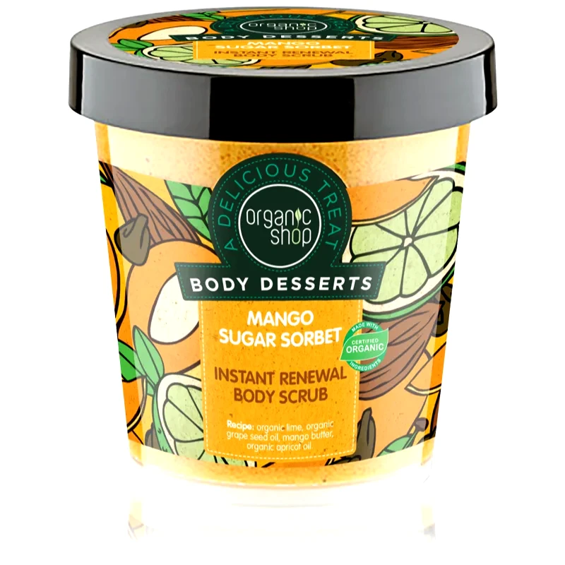 Organic Shop Organic Shop Body Desserts Mango Sugar Sorbet πίλινγκ ζάχαρης για αποκατάσταση για το σώμα 450 ml