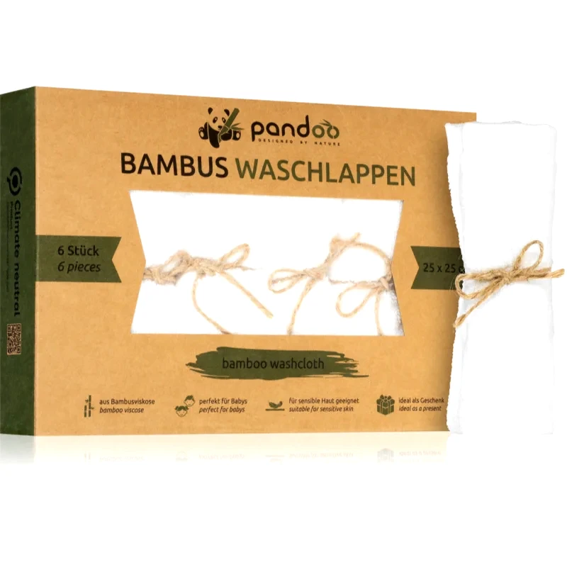 Pandoo Pandoo Bamboo Washcloth πανί προσώπου πλυσίματος 25 x 25 cm 6 τμχ