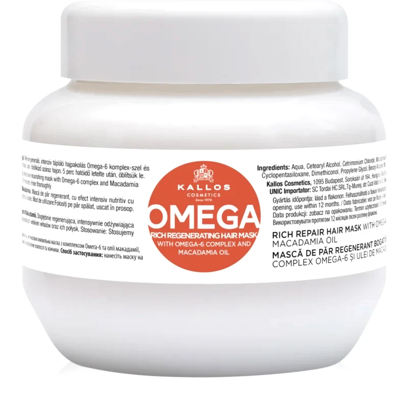 Kallos Kallos KJMN Professional Omega θρεπτική μάσκα μαλλιών με σύμπλεγμα Ωμεγα-6 και λάδι μακαντάμια 275 ml