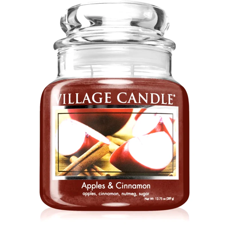 Village Candle Village Candle Apples & Cinnamon αρωματικό κερί (Glass Lid) 389 γρ