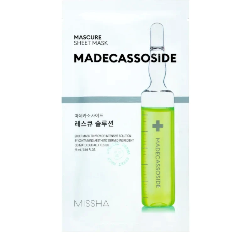 Missha Missha Mascure Madecassoside υφασμάτινη μάσκα περιποίησης για ευαίσθητη και ερεθισμένη επιδερίδα 28 ml