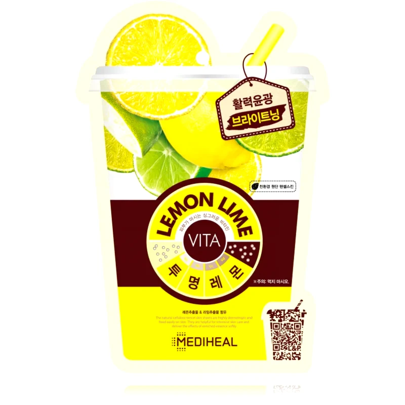 MEDIHEAL MEDIHEAL Vita Mask Lemon Lime λαμπρυντική υφασμάτινη μάσκα λάμψης 20 ml