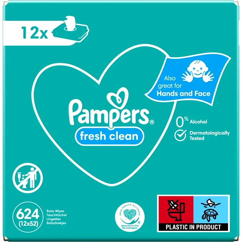 Pampers Pampers Fresh Clean υγρά μαντηλάκια καθαρισμού για παιδιά για ευαίσθητο δέρμα 12x52 τμχ