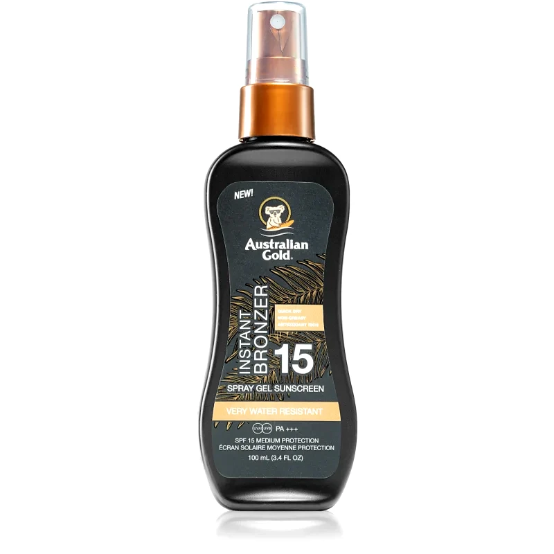 Australian Gold Australian Gold Instant Bronzer αντηλιακό προστατευτικό σπρέι με τερακότα SPF 15 100 ml