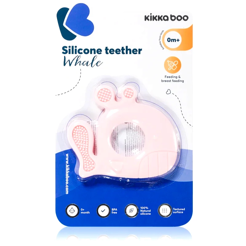 Kikkaboo Kikkaboo Silicone Teether Whale μασητικό Pink 1 τμχ
