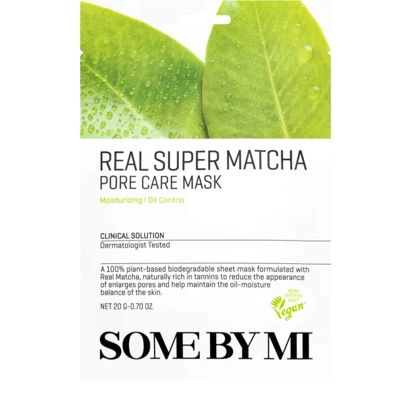 Some By Mi Some By Mi Clinical Solution Super Matcha Pore Care Mask υφασμάτινη μάσκα περιποίησης για σύσφιξη πόρων και ματ εμφάνιση επιδερμίδας 20 γρ