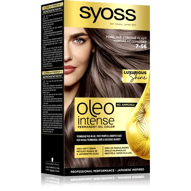 Syoss Syoss Oleo Intense μόνιμη βαφή μαλλιών με έλαιο απόχρωση 7-56 Ashy Medium Blond 1 τμχ