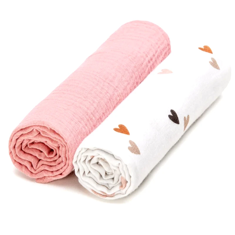 T-Tomi T-TOMI BIO Muslin Diapers υφασμάτινες πάνες Love 65 x 65 cm 2 τμχ