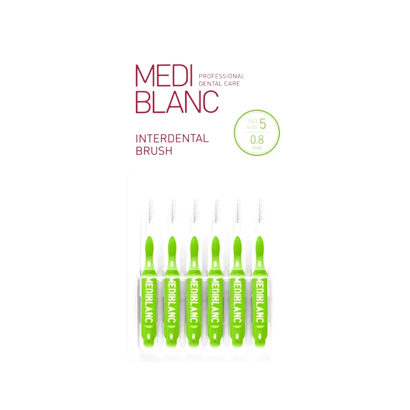 MEDIBLANC MEDIBLANC Interdental Pick-brush μεσοδόντιο βουρτσάκι 0,8 mm Green 6 τμχ
