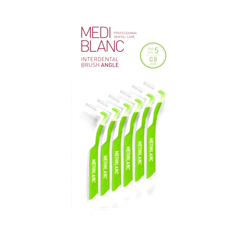 MEDIBLANC MEDIBLANC Interdental Pick-brush Angle μεσοδόντιο βουρτσάκι 6 τεμ 0,8 mm Green 6 τμχ