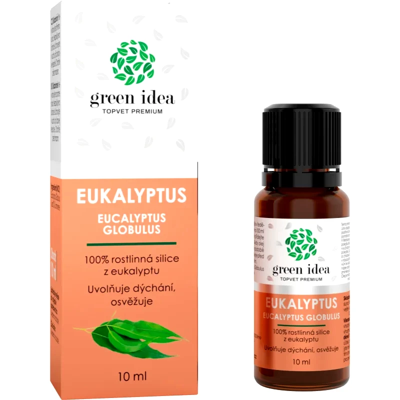 Green Idea Green Idea Eukalyptus 100% αιθέριο έλαιο για ενίσχυση της φυσιολογικής λειτουργίας της αναπνοής 10 ml