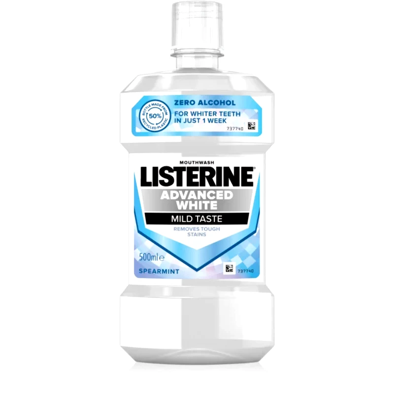 Listerine Listerine Advanced White Mild Taste στοματικό διάλυμα με λευκαντική επίδραση 500 ml
