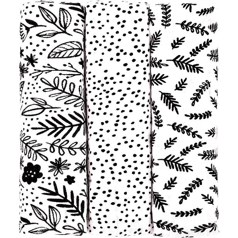 T-Tomi T-TOMI TETRA Black Flowers υφασμάτινες πάνες 70x70 cm 3 τμχ