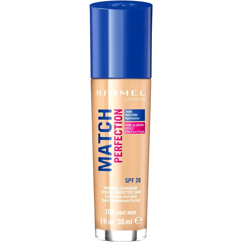 Rimmel Rimmel Match Perfection υγρό μεικ απ SPF 20 απόχρωση 102 Light Nude 30 μλ