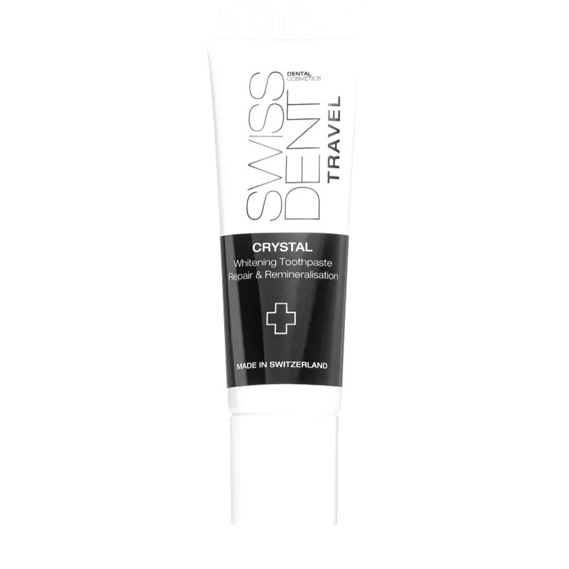 Swissdent Swissdent Crystal Travel Tube οργανομεταλλική οδοντόπαστα με λευκαντική δράση 10 ml