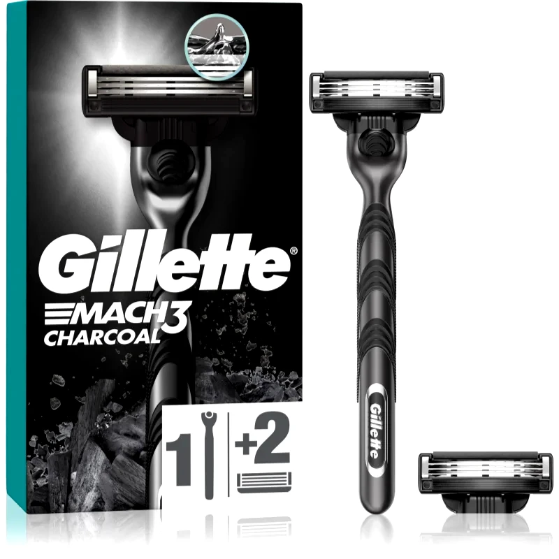 Gillette Gillette Mach3 Charcoal ξυριστική μηχανή + ανταλλακτικές λεπίδες 2 τμχ