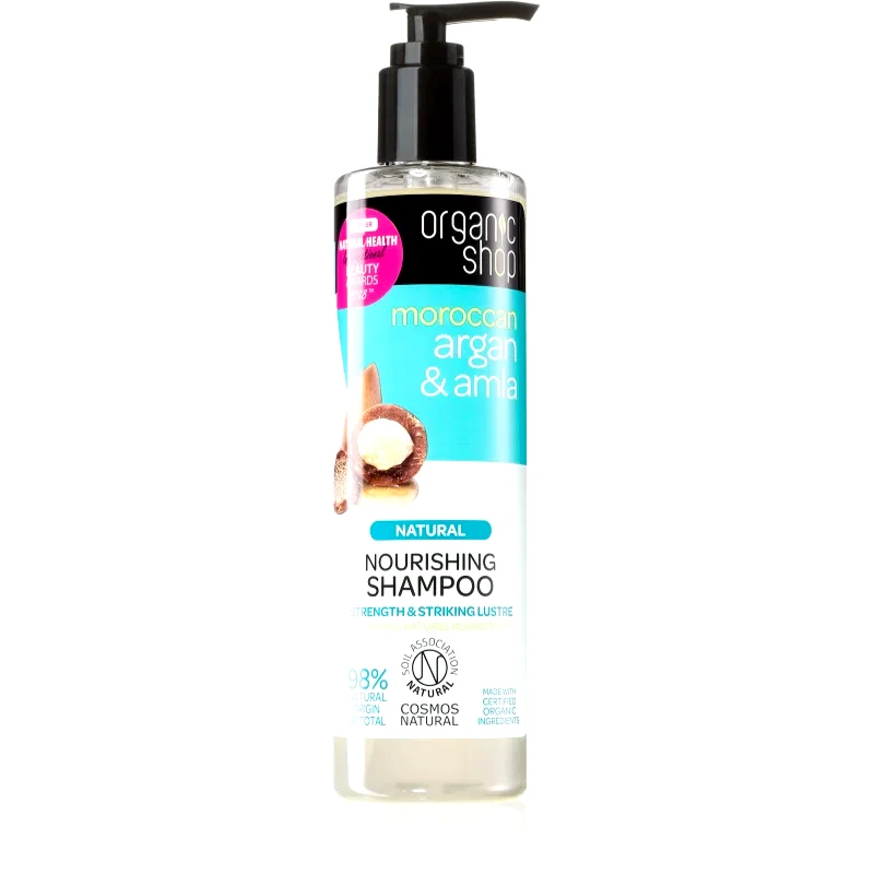 Organic Shop Organic Shop Natural Moroccan Argan & Amla θρεπτικό σαμπουάν για κατεστραμμένα και βαμμένα μαλλιά 280 ml