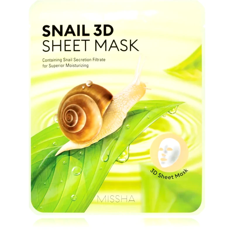 Missha Missha Snail φύλλο μάσκας με καθαριστική και αναζωογονητική επίδραση με εκχύλισμα σαλιγκαριών 23 γρ